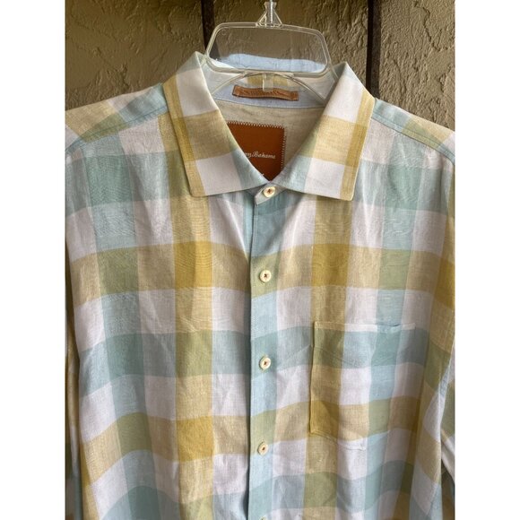 Tommy Bahama Linen Long Sleeve Shirt Size XL Mens Plaid 93645 - Picture 2 of 5
